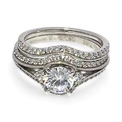 Ashi Sterling Silver Cubic Zirconia Vacation Wedding Ring Set Size 7